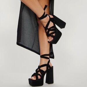 fashion nova black platforms heels